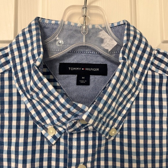 NWT Tommy Hilfiger Blue Gingham Button-Down Shirt M - Picture 3 of 16